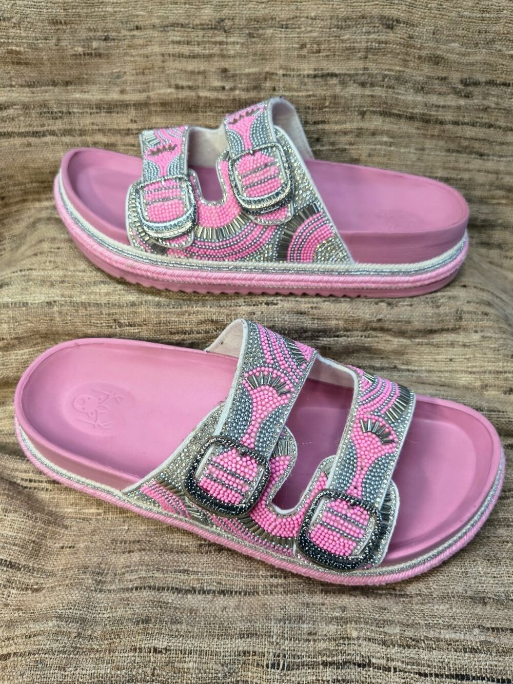 Kuailu Glitter Sandals Comfort Slides Slip On Shoes